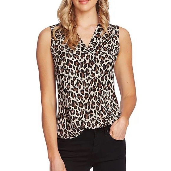 Vince Camuto Animal print v-neck blouse.  Size L - Picture 1 of 7
